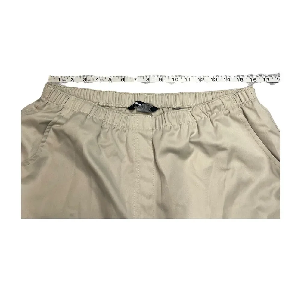 Alia Cropped Pants Women's 14 Beige Elastic Waist High-Rise Straight Leg Pull-On - Picture 6 of 7